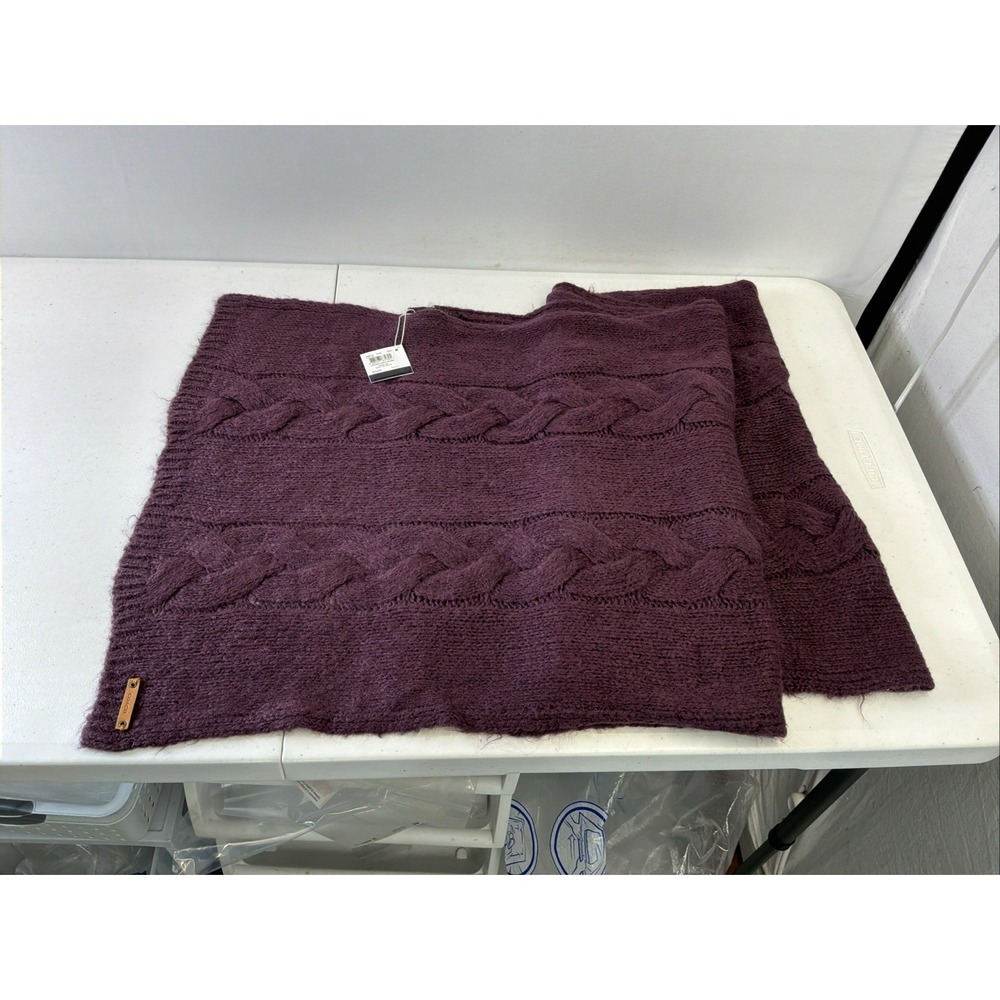 New Coach New York Loose Cable Knit Berry Wine Scarf Mohair Blnd Soft Warm Cozy